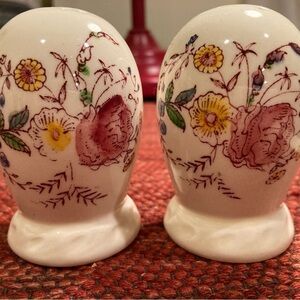 Chintz vintage salt and pepper shakers with romantic floral design made in USA